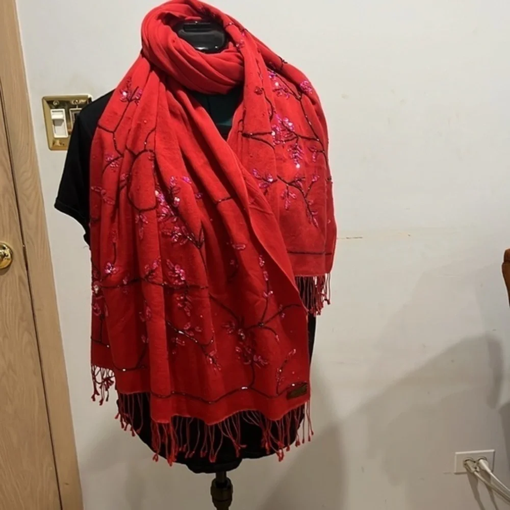 Red sequin scarf/shawl